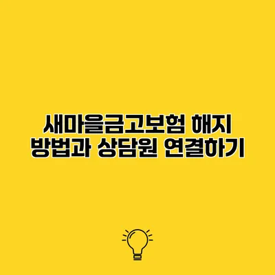 새마을금고보험 해지 방법과 상담원 연결하기