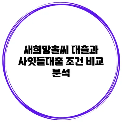 새희망홀씨 대출과 사잇돌대출 조건 비교 분석