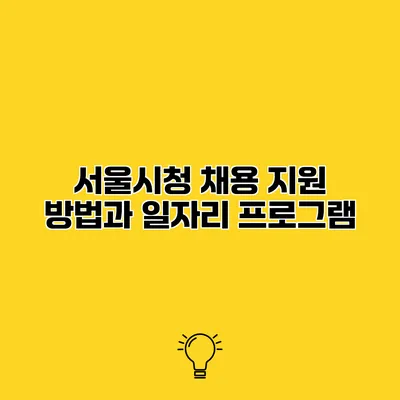 서울시청 채용 지원 방법과 일자리 프로그램