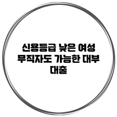 신용등급 낮은 여성 무직자도 가능한 대부 대출