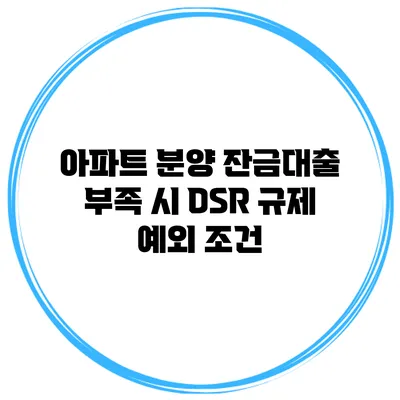 아파트 분양 잔금대출 부족 시 DSR 규제 예외 조건